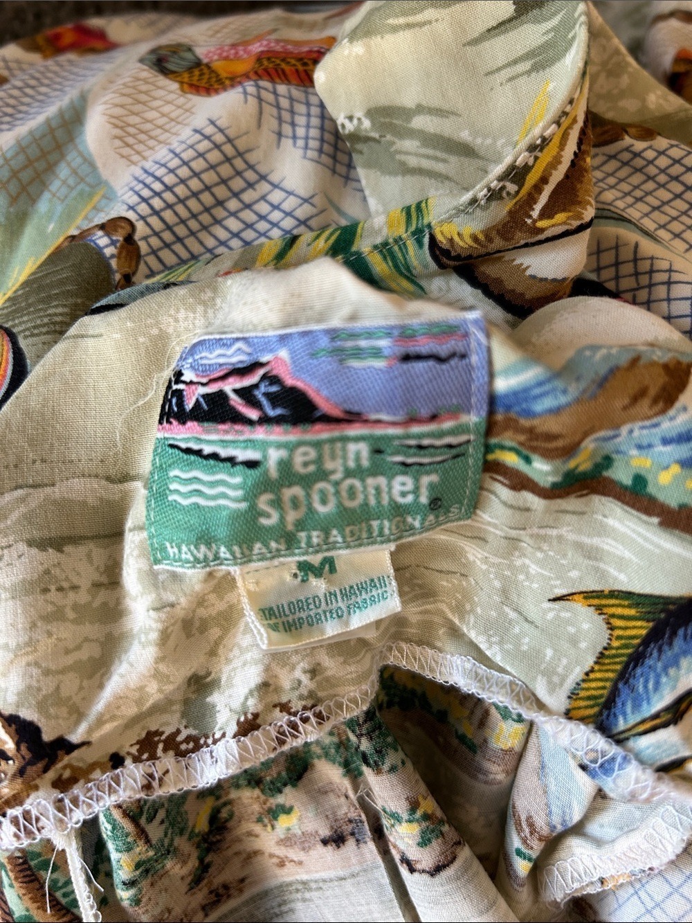 reyn spooner Tropical Palm & Fish Midi Dress - Green, Blue, Brown 100% Rayon M - Picture 11 of 11